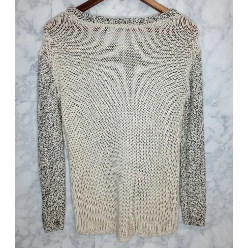 RDI Knit Sweater Women's Size S Gray Cream Colorblock